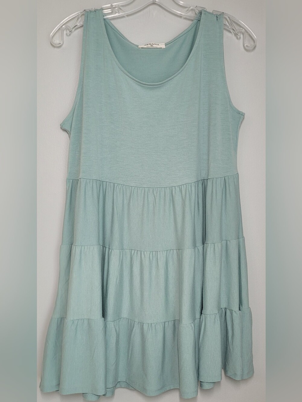 Zenana Light Aqua Tiered Sleeveless Tunic Dress XL NWOT